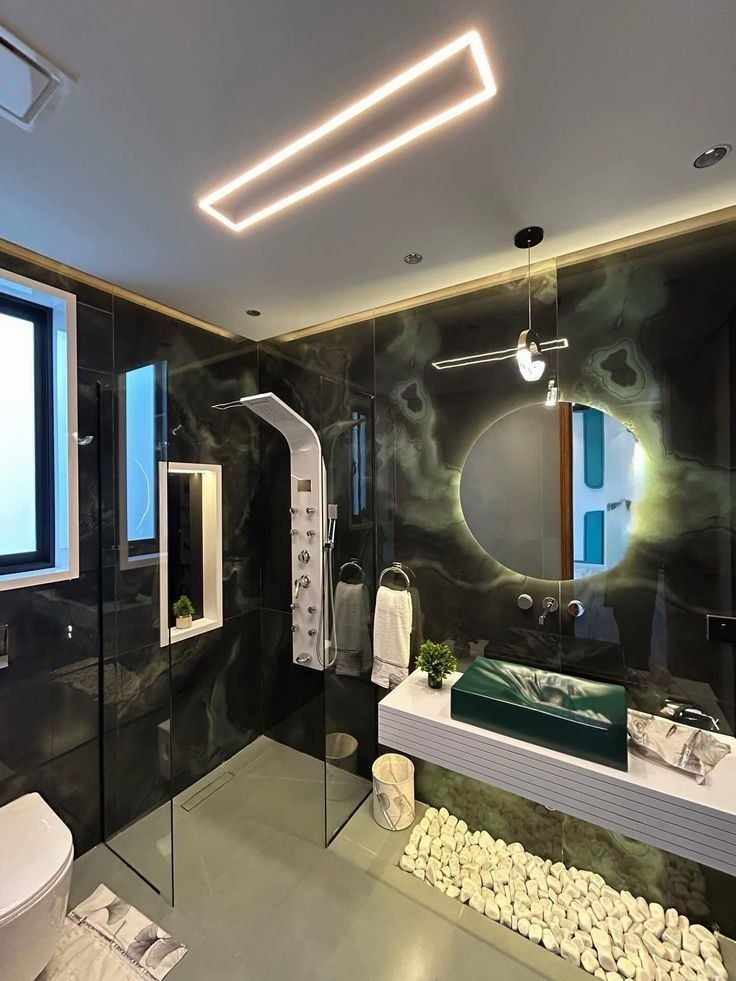 Backlit Jade Onyx Bath