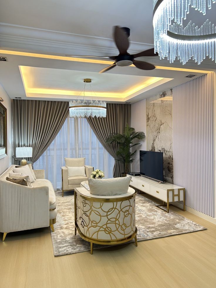 Contemporary Gold Accent Living